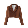 TRAF  2023 Pocket Solid Single-Breasted Cropped Blazer Women Casual Blazer Woman Office Elegant Female Suit Jacket