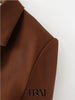 TRAF  2023 Pocket Solid Single-Breasted Cropped Blazer Women Casual Blazer Woman Office Elegant Female Suit Jacket