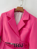 TRAF  2023 Sexy Rose Red Personality Design Hollow Tie Blazer Women Casual Blazer Woman Office Elegant Female Suit Jacket