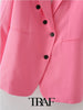 TRAF  2023 Solid Color Irregular Button Blazer Women Casual Blazer Woman Office Elegant Female Suit Jacket