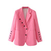TRAF  2023 Solid Color Irregular Button Blazer Women Casual Blazer Woman Office Elegant Female Suit Jacket