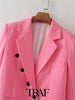 TRAF  2023 Solid Color Irregular Button Blazer Women Casual Blazer Woman Office Elegant Female Suit Jacket