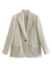 TRAF 2023 Spring Women Casual Office Lady Suit Jacket Long Sleeve Pockets Single Button Blazer Femme Pink Beige Coat