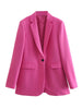 TRAF 2023 Spring Women Casual Office Lady Suit Jacket Long Sleeve Pockets Single Button Blazer Femme Pink Beige Coat
