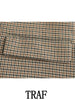 TRAF 2023 Woman 2 Pieces Sets Plaid Texture Double Breasted Blazer Coat + Straight A-Line Long Skirt Causal Autumn Sets