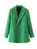 TRAF 2023  Woman Casual Coats Spring Long Sleeve Notched Collar Chic Design Single Button Loose Blazers Green Jacket