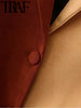 TRAF 2023  Woman Casual Coats Spring Notched Collar Single Breasted Two Tone Blazers Female Patchwork Long Jacket