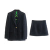 TRAF  2Pcs Women's Skirts Blazer Suits 2023 Textured Blazer With Pockets+Textured Skirt Outfits Long Sleeve Blazer Coats