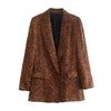 TRAF  Animal Print Blazer With Pockets Women 2023 Casual Blazer Woman Office Female Suit Long Sleeve Jacket