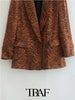 TRAF  Animal Print Blazer With Pockets Women 2023 Casual Blazer Woman Office Female Suit Long Sleeve Jacket