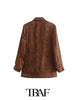 TRAF  Animal Print Blazer With Pockets Women 2023 Casual Blazer Woman Office Female Suit Long Sleeve Jacket