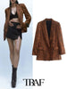TRAF  Animal Print Blazer With Pockets Women 2023 Casual Blazer Woman Office Female Suit Long Sleeve Jacket