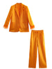 TRAF Blazer 2023 Spring OL Style Women Blazers With Feathers Wrist Sleeve Loose Female Satin Texture Chic Elegant Orange Coat