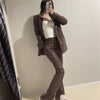 TRAF Blazer Women 2023 Brown Leather Blazer Woman Autumn Long Sleeve Female Suit Office Casual Button Jacket