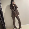 TRAF Blazer Women 2023 Brown Leather Blazer Woman Autumn Long Sleeve Female Suit Office Casual Button Jacket