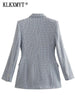 TRAF Blazer Women Coat Spring 2023 Check Suit Jacket Woman Vintage Long Sleeve Double Breasted Blazers Top