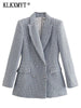 TRAF Blazer Women Coat Spring 2023 Check Suit Jacket Woman Vintage Long Sleeve Double Breasted Blazers Top