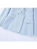 TRAF Blue Textured Blazer Woman Double Breasted Jacket Women Coats Long Sleeve Blazers for Women Fall Women Blazers and Jackets