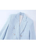 TRAF Blue Textured Blazer Woman Double Breasted Jacket Women Coats Long Sleeve Blazers for Women Fall Women Blazers and Jackets