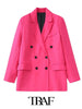 TRAF  Candy Solid Color Blazer Women Unisex Blazer Woman Office Elegant Female Suit double Breasted Long Sleeve Jacket