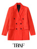 TRAF  Candy Solid Color Blazer Women Unisex Blazer Woman Office Elegant Female Suit double Breasted Long Sleeve Jacket