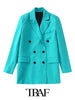 TRAF  Candy Solid Color Blazer Women Unisex Blazer Woman Office Elegant Female Suit double Breasted Long Sleeve Jacket