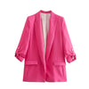 TRAF  Five-Color Roll-Sleeve Casual Blazer Jacket Women 2023 Casual Blazer Woman Office Female Suit Long Sleeve Jacket
