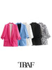 TRAF  Five-Color Roll-Sleeve Casual Blazer Jacket Women 2023 Casual Blazer Woman Office Female Suit Long Sleeve Jacket
