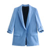 TRAF  Five-Color Roll-Sleeve Casual Blazer Jacket Women 2023 Casual Blazer Woman Office Female Suit Long Sleeve Jacket