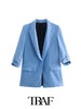 TRAF  Five-Color Roll-Sleeve Casual Blazer Jacket Women 2023 Casual Blazer Woman Office Female Suit Long Sleeve Jacket