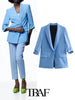 TRAF  Five-Color Roll-Sleeve Casual Blazer Jacket Women 2023 Casual Blazer Woman Office Female Suit Long Sleeve Jacket