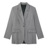 TRAF Grey Straight Blazer Women Office Button Jackets for Women Coat Long Sleeve Female Blazer Fall Winter Shoulder Pads Blazers