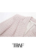 TRAF  Light Pink Textured Double-Breasted Blazer Women 2023 Casual Blazer Woman Office Female Suit Long Sleeve Jacket