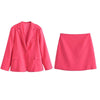 TRAF  2 Pieces 2023 Spring Women Skirts Blazer Suits Sets Solid Color Single Button Jacket Long SleeveCoats And Skirt