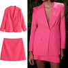 TRAF  2 Pieces 2023 Spring Women Skirts Blazer Suits Sets Solid Color Single Button Jacket Long SleeveCoats And Skirt