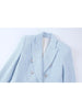 TRAF 2023 Spring Autumn  Women Blue Blazer Coats Office Outfits Coat Vintage Long Sleeve Double Breasted Chic Outerwear