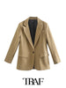 TRAF  Oversized Blazer With Pockets Women 2023 Casual Blazer Woman Office  Female Suit Double Breasted Long Sleeve Jacket