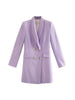 TRAF Purple Women Blazer 2023 Double Breasted Casual Long Sleeve Elegant Female Blazer Vintage Office Ladies Jacket Coat