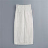 TRAF Set Woman Skirt Suits Za White Striped Cropped Blazer Set 2 Pieces High Waist Long Skirt Women Elegant Office Summer Suit