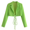 TRAF Short Women Blazers 2023 Belt Long Sleeve Casual Blazers Female Loose Vintage Clothing Elegant Blazer Set