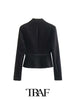 TRAF  Solid Belted Slim Fit Cropped Blazer Women 2023 Casual Blazer Woman Office Female Suit Long Sleeve Jacket