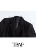 TRAF  Solid Belted Slim Fit Cropped Blazer Women 2023 Casual Blazer Woman Office Female Suit Long Sleeve Jacket