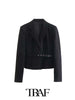 TRAF  Solid Belted Slim Fit Cropped Blazer Women 2023 Casual Blazer Woman Office Female Suit Long Sleeve Jacket
