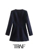 TRAF  Solid Textured Long Single-Breasted Blazer Women 2023 Casual Blazer Woman Office Female Suit Long Sleeve Jacket