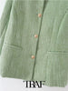 TRAF  Solid Wool Single-Breasted Blazer Women 2023 Casual Blazer Woman Office Female Suit Breasted Long Sleeve Jacket