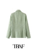 TRAF  Solid Wool Single-Breasted Blazer Women 2023 Casual Blazer Woman Office Female Suit Breasted Long Sleeve Jacket