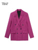 TRAF Woman Blazers 2023 Spring Double-Breasted Chic Casual Blazer Jacket Office Lady Long Sleeve Elegant Blazer Set