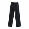 TRAF Women 2022  Ripped Hole Wide Leg Jeans Vintage High Waist Zipper Fly Female Trousers Streetwear