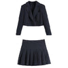 TRAF Women 2023 Spring Elegant Blazers Mini Skirts Suit Female Single Breasted Blazer And Pleated Skirt Two Piece Set