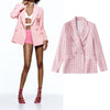 TRAF  Women Blazer Jacket 2023 Vintage Textured Breasted Elegant Blazer Woman Coat Slim Female Blazers Chic Tops
